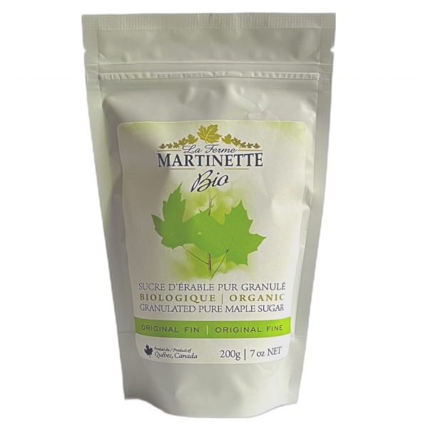 ORGANIC Pure granulated maple sugar FINE -200g Bag