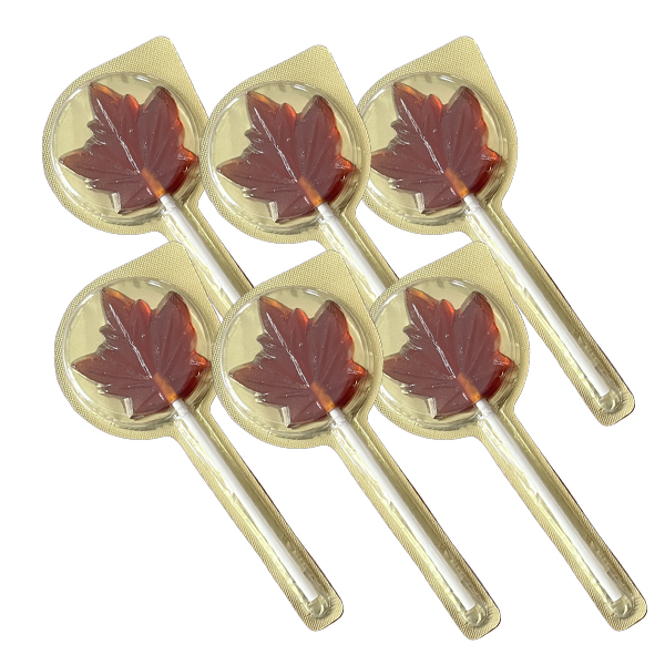 Clear hard maple syrup lollipops 6 units bag-Maple leaf shape lollipops 20g