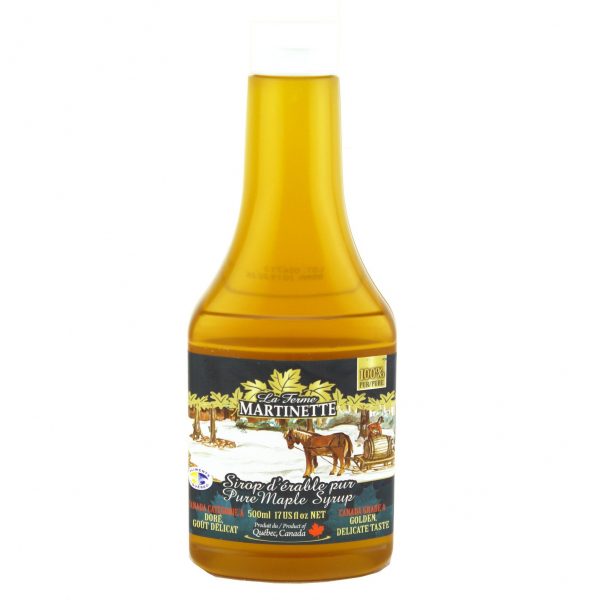 Pure maple syrup 500 ml – Golden, Delicate Taste – Squeezable Bottle