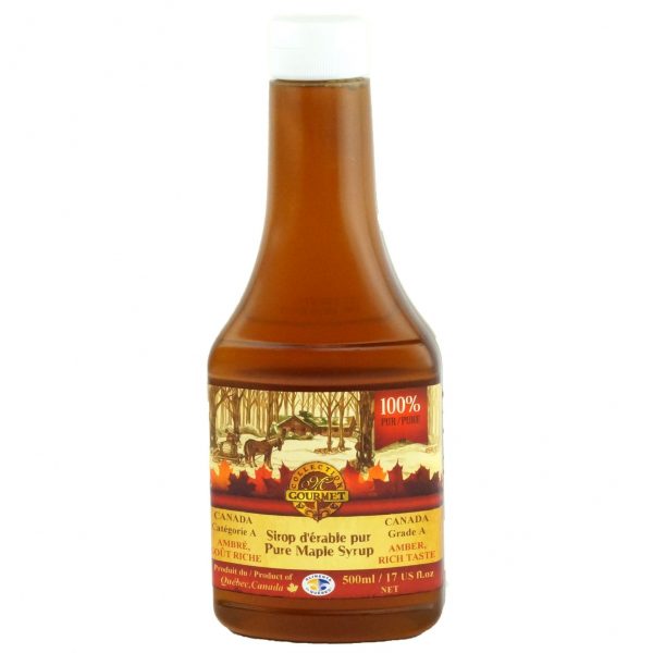 Pure maple syrup 500 ml – Amber, Rich Taste – Squeezable Bottle