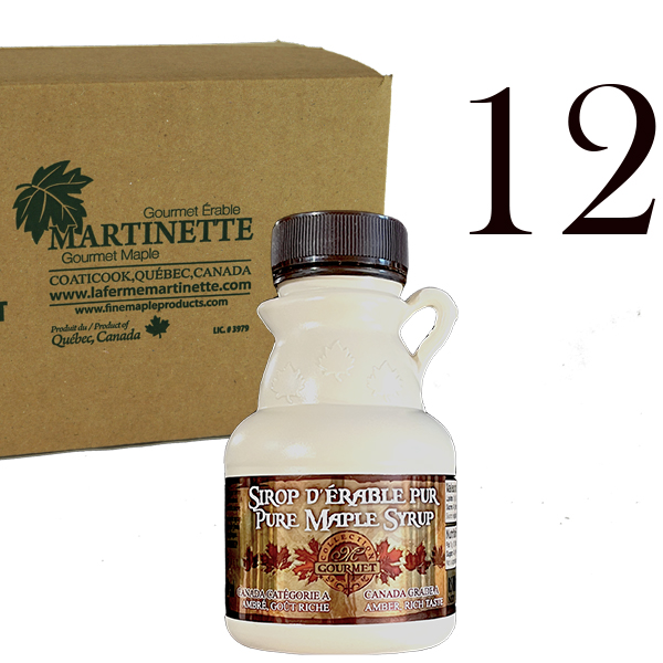Pure maple syrup 12×250 ml-8.5 US Fl.oz CANADA A- Amber, Rich Taste-Maple -Jug plastic